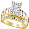 Image 1 : 0.53 CTW Diamond Cluster Bridal Engagement Ring 10KT Yellow Gold - REF-41K9W