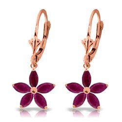 Genuine 2.8 ctw Ruby Earrings Jewelry 14KT Rose Gold - REF-56Z3N