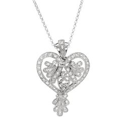 0.41 CTW Diamond Pendant 18K White Gold - REF-81N3Y