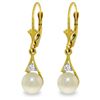 Image 1 : Genuine 4.06 ctw Pearl & Diamond Earrings Jewelry 14KT Yellow Gold - REF-40Z5N
