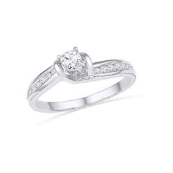 0.33 CTW Diamond Bridal Wedding Engagement Anniversary Ring 10KT White Gold - REF-40X4Y