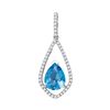 Image 1 : 2.08 CTW Pear Blue Topaz Solitaire Diamond Teardrop Pendant 14KT White Gold - REF-55M5H