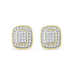 0.25 CTW Diamond Square Cluster Stud Earrings 10KT Yellow Gold - REF-19F4N