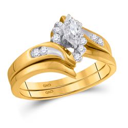 0.17 CTW Marquise Diamond Bridal Engagement Ring 14KT Yellow Gold - REF-49K5W