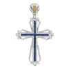 Image 1 : 1.56 CTW Mens Blue & Yellow Color Diamond Cross Charm Pendant 10KT White Gold - REF-119W9K