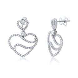 1.12 CTW Diamond Earrings 14K White Gold - REF-79K3W