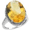 Image 1 : Natural 13.6 ctw Citrine & Diamond Engagement Ring 10K White Gold - REF-59K2R