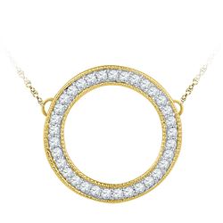 0.50 CTW Diamond Circle Pendant 10KT Yellow Gold - REF-52F4N