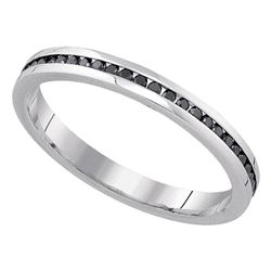 0.27 CTW Black Color Diamond Wedding Ring 10KT White Gold - REF-24W2K
