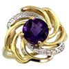 Image 1 : Natural 2.25 ctw amethyst & Diamond Engagement Ring 14K Yellow Gold - REF-57V8F