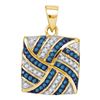Image 1 : 0.25 CTW Blue Color Diamond Square Pinwheel Pendant 10KT Yellow Gold - REF-18F2N