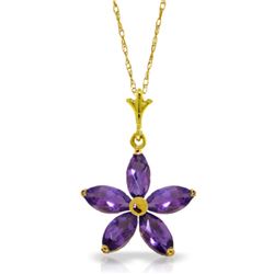 Genuine 1.40 ctw Amethyst Necklace Jewelry 14KT Yellow Gold - REF-25V8W
