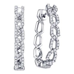 0.50 CTW Diamond Woven Hoop Earrings 10KT White Gold - REF-52Y4X