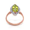 Image 1 : Genuine 2.15 ctw Peridot & Diamond Ring Jewelry 14KT Rose Gold - REF-71H3X
