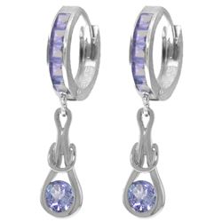 Genuine 2.25 ctw Tanzanite Earrings Jewelry 14KT White Gold - REF-89N2R