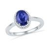 Image 1 : 0.08 CTW Oval Created Blue Sapphire Solitaire Ring 10KT White Gold - REF-20X9Y