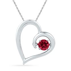 0.20 CTW Created Ruby Heart Love Pendant 10KT White Gold - REF-13K4W