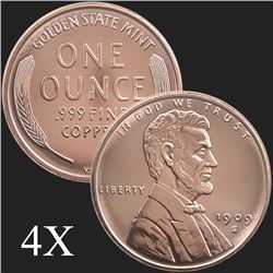 1 oz Lincoln Wheat Cent .999 Fine Copper Bullion Round