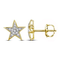 0.05 CTW Diamond Star Cluster Screwback Earrings 10KT Yellow Gold - REF-8K9W