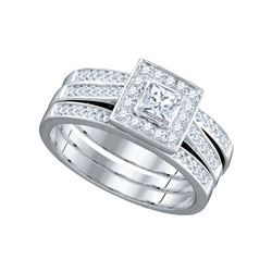 0.50 CTW Princess Diamond Bridal Engagement Ring 14KT White Gold - REF-82K4W