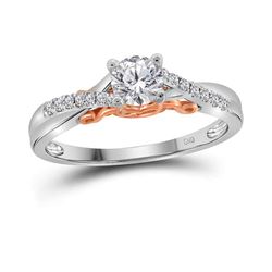 0.46 CTW Diamond Solitaire Bridal Engagement Ring 14KT White Gold - REF-120M2H