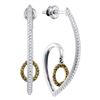 Image 1 : 0.25 CTW Green Color Diamond J Hoop Oval Dangle Earrings 10KT White Gold - REF-37X5Y