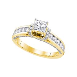 1.25 CTW Princess Diamond Solitaire Bridal Engagement Ring 14KT Yellow Gold - REF-206F9N