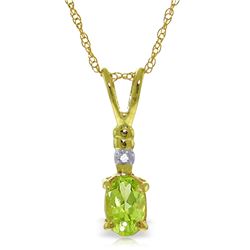 Genuine 0.46 ctw Peridot & Diamond Necklace Jewelry 14KT Yellow Gold - REF-21F6Z