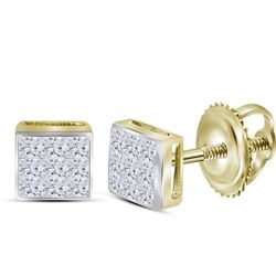 0.24 CTW Princess Diamond Square Cluster Stud Earrings 14KT Yellow Gold - REF-18X7Y