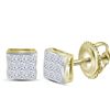 Image 1 : 0.24 CTW Princess Diamond Square Cluster Stud Earrings 14KT Yellow Gold - REF-18X7Y