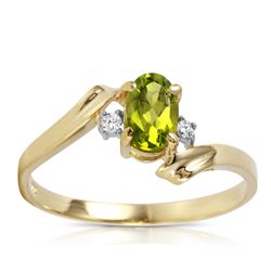 Genuine 0.46 ctw Peridot & Diamond Ring Jewelry 14KT Yellow Gold - REF-28F3Z