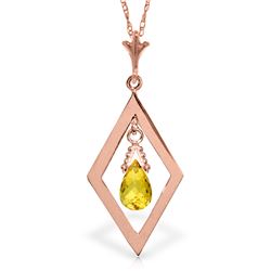 Genuine 0.70 ctw Citrine Necklace Jewelry 14KT Rose Gold - REF-23H9X