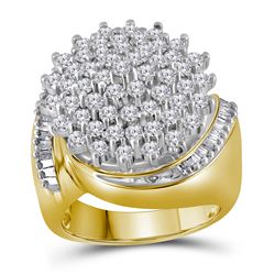 2.03 CTW Diamond Cluster Ring 10KT Two-tone Gold - REF-108Y8X