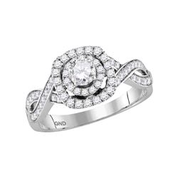 0.87 CTW Diamond Solitaire Bridal Engagement Ring 14KT White Gold - REF-104Y9X
