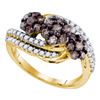 Image 1 : 0.92 CTW Cognac-brown Color Diamond Cluster Ring 10KT Yellow Gold - REF-38M9H
