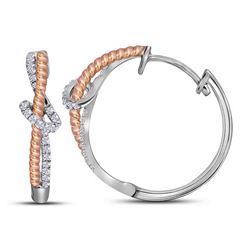 0.25 CTW Diamond Rope Hoop Earrings 10KT Two-tone Gold - REF-37W5K