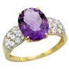 Image 1 : Natural 2.75 ctw amethyst & Diamond Engagement Ring 14K Yellow Gold - REF-58N4G
