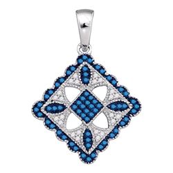 0.25 CTW Blue Color Diamond Square Pendant 10KT White Gold - REF-26X9Y