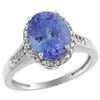 Image 1 : Natural 2.49 ctw Tanzanite & Diamond Engagement Ring 14K White Gold - REF-88F2N