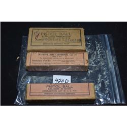 Three full boxes of vintage collector .45 cal, model of 1911 ammunition including two twenty round s