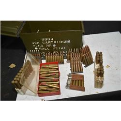 Metal ammunition crate containing large selection of mixed rifle ammo. mostly vintage