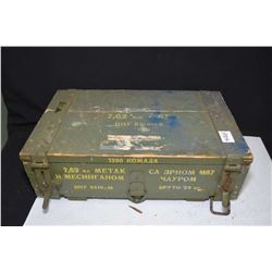 Wooden ammunition crate with loaded belt of .303 blank plus a few stripper clips