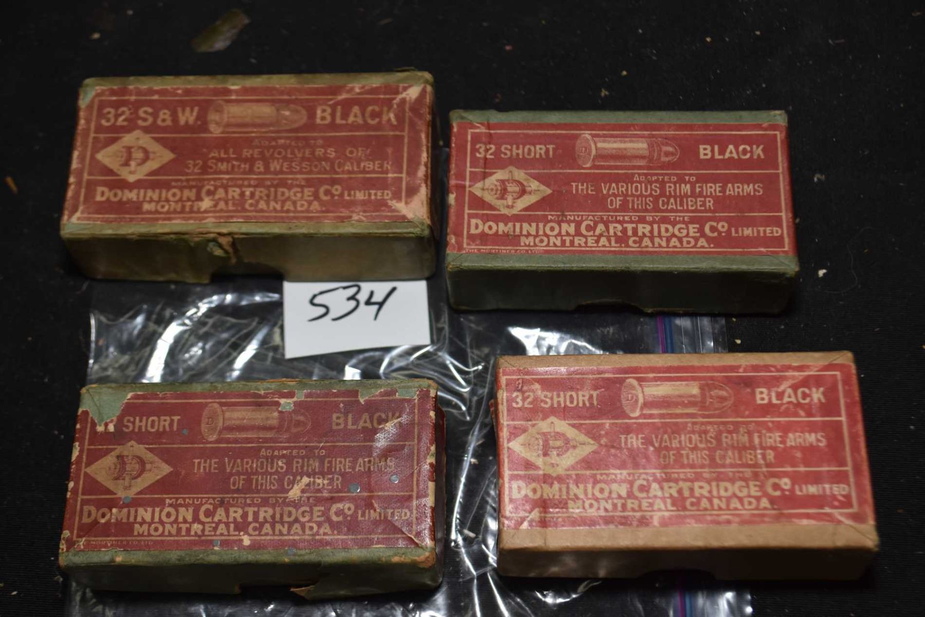 Four boxes of vintage Dominion Cartridge Co. collector ammunition ...