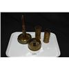 Image 1 : Selection of vintage brass trench art including ashtray with built in lighter, shell ashtray with ma