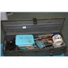 Image 1 : Metal ammo. box containing gun parts including bolts, receivers, forends, sights, trigger groups etc