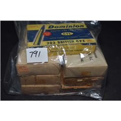 Selection of .303 British ammunition including six assorted 20 count full boxes and one with 7 round