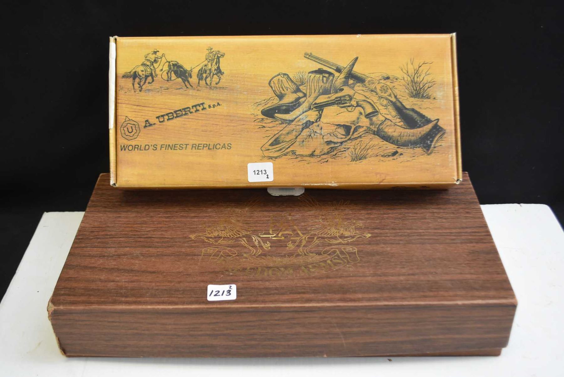 Two original factory cardboard revolver boxes including 4 3/4