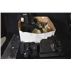 Image 1 : Miscellaneous box containing new and used items including belt loops, ammo. bands, flashlight pouche