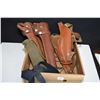 Image 1 : Two long barreled leather hip holsters and a leather shoulder holster