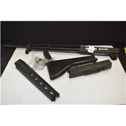 Assorted parts for AR 18 including trigger group, stock, bolt, bolt carrier, forend, barrel, gas tub